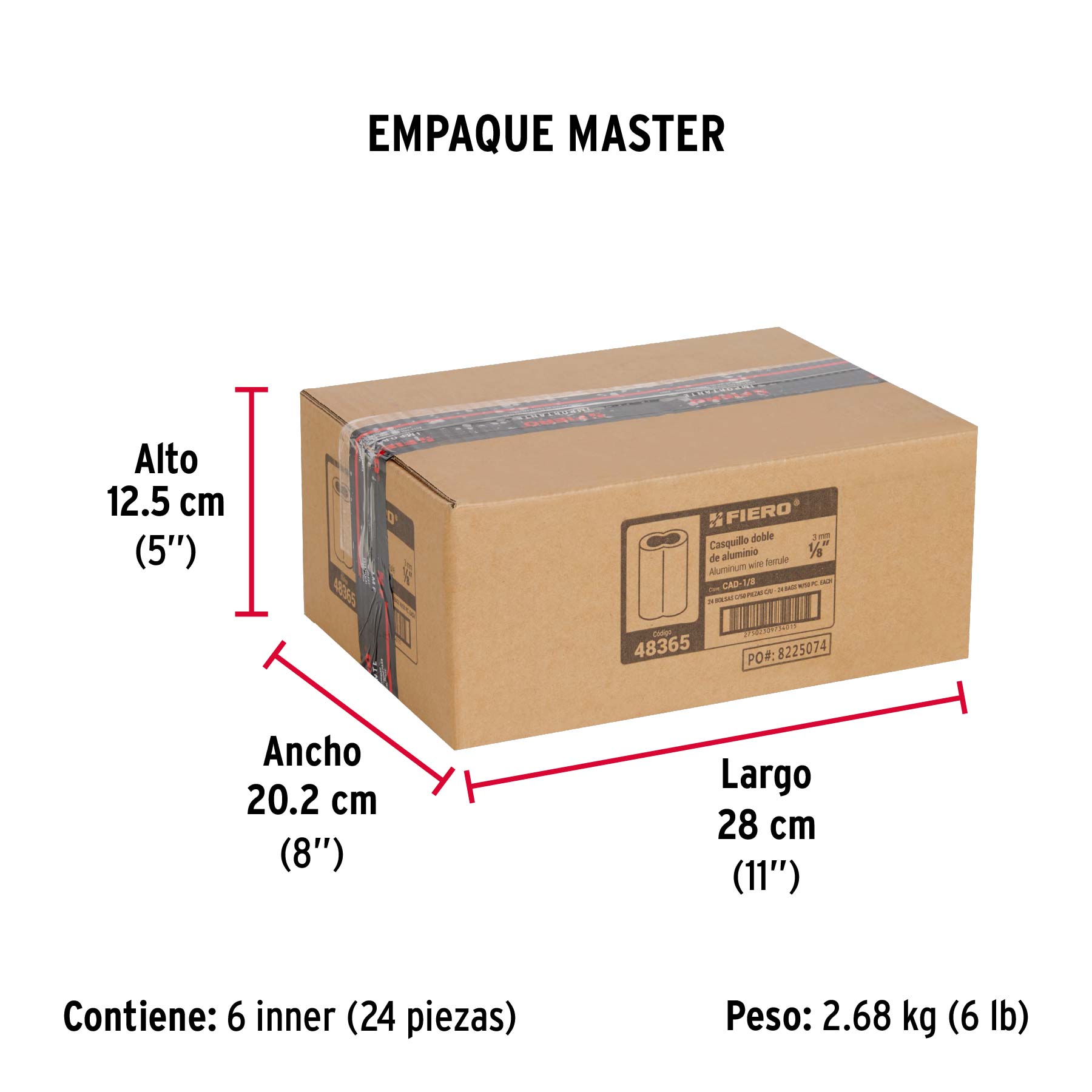 Bolsa con 50 casquillos dobles de aluminio, 1/8', Fiero