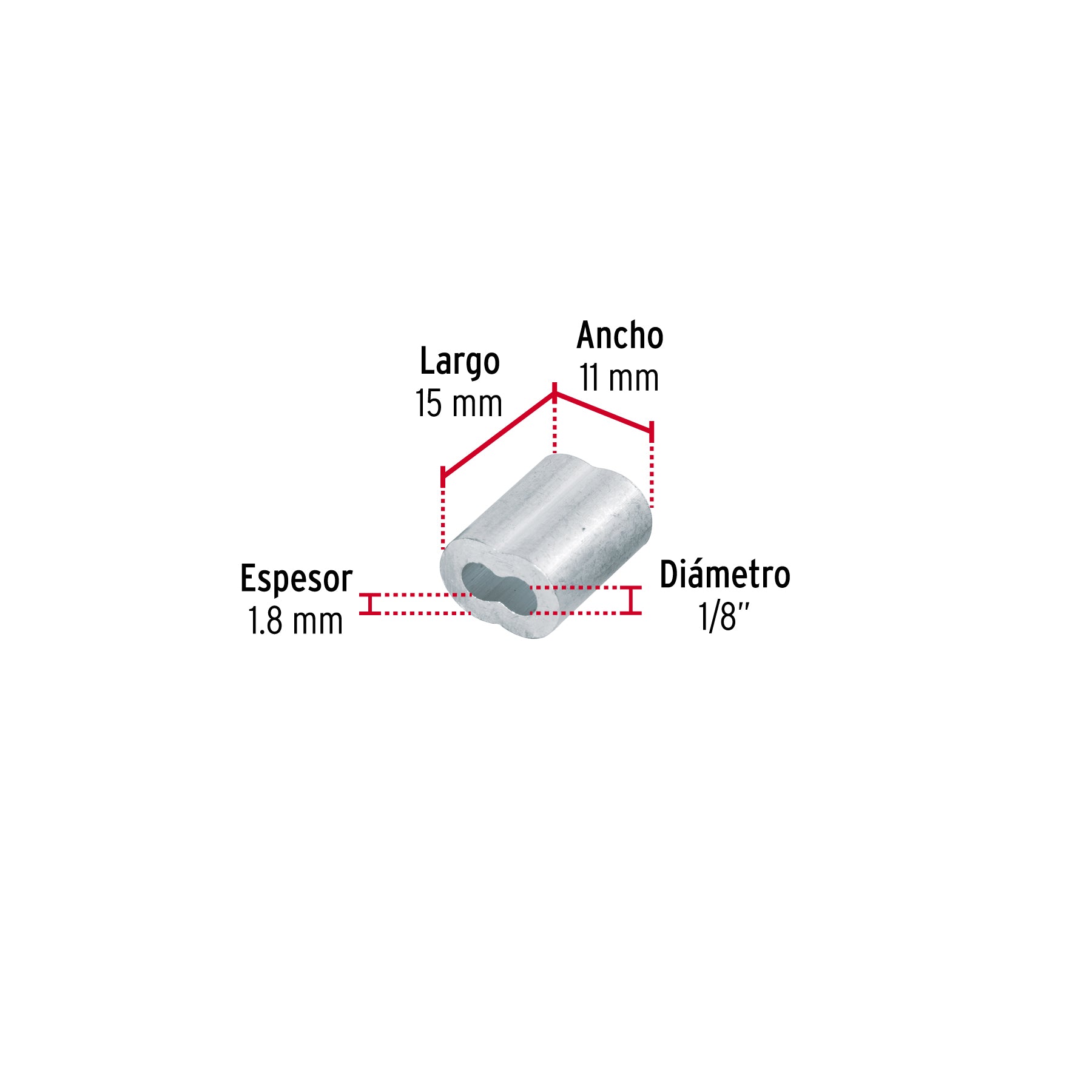Bolsa con 50 casquillos dobles de aluminio, 1/8', Fiero