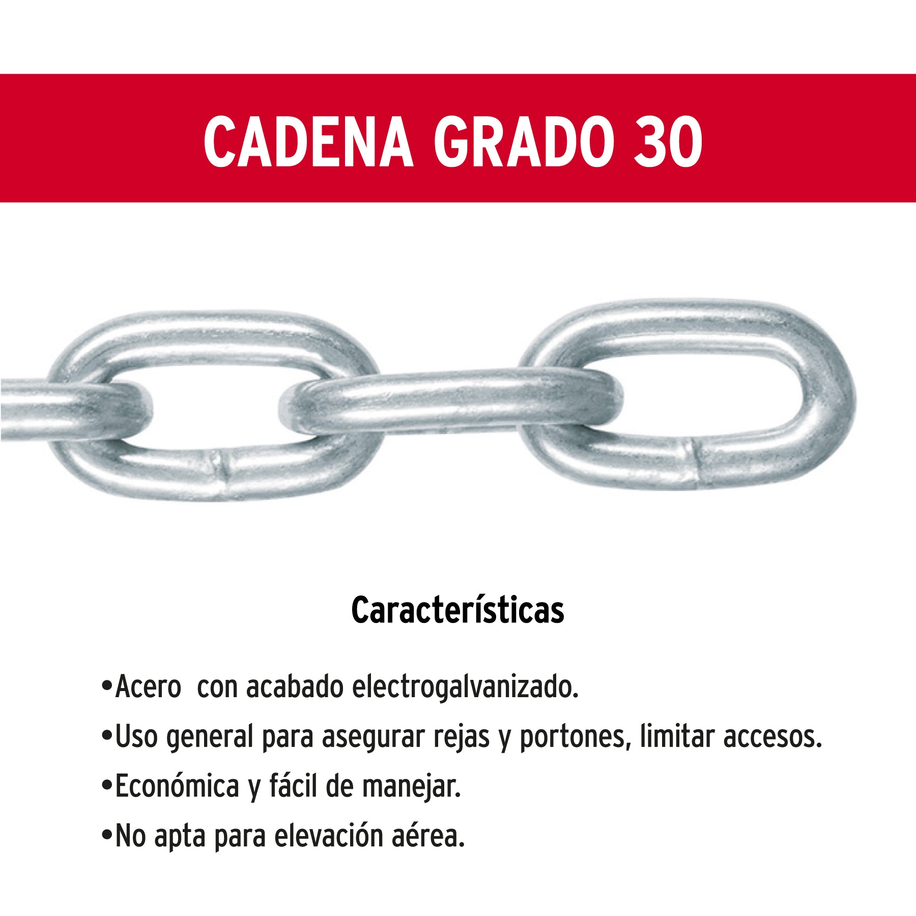 Cadena galvanizada de 1/8"