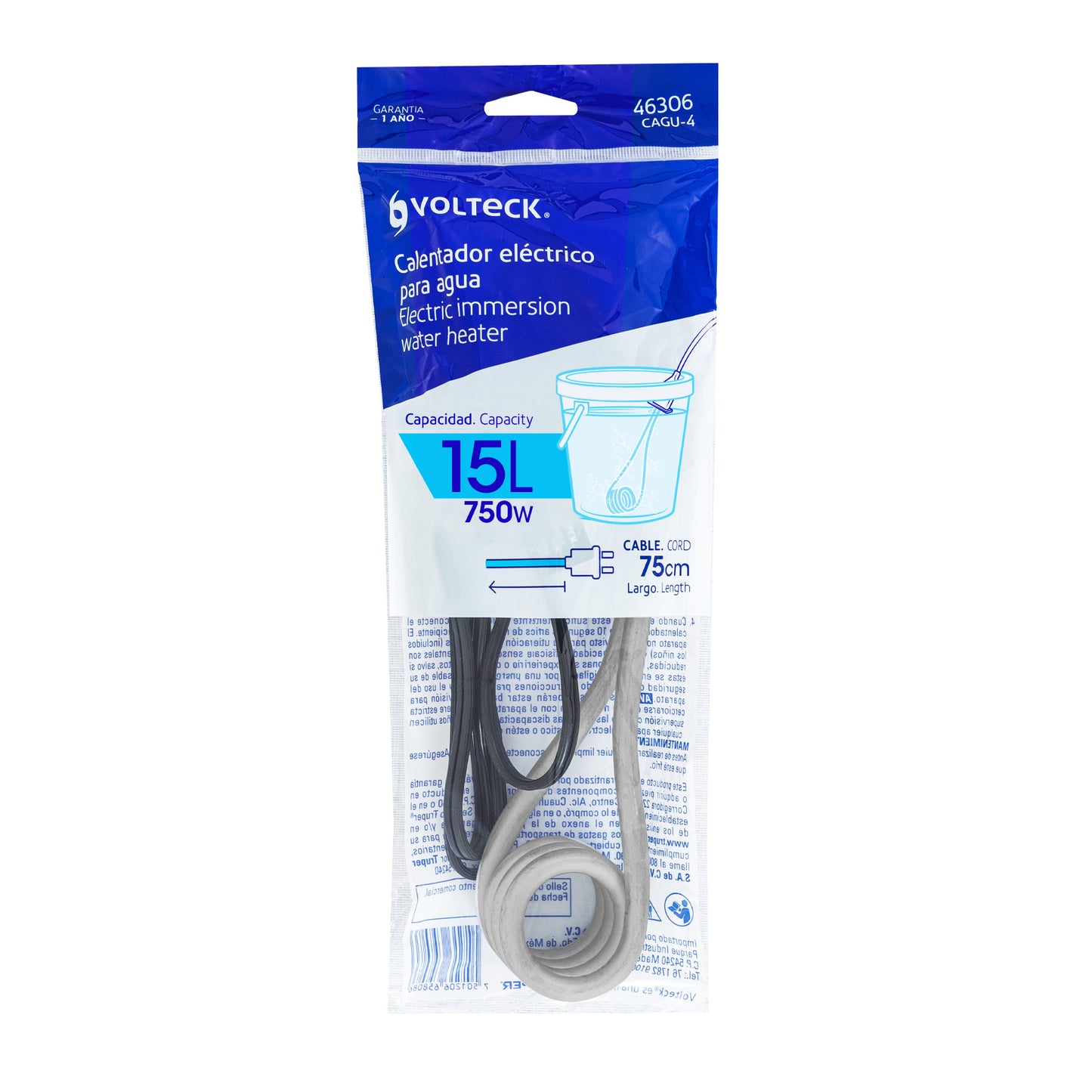 Calentador de inmersión # 4, 750 w 15 litros Volteck