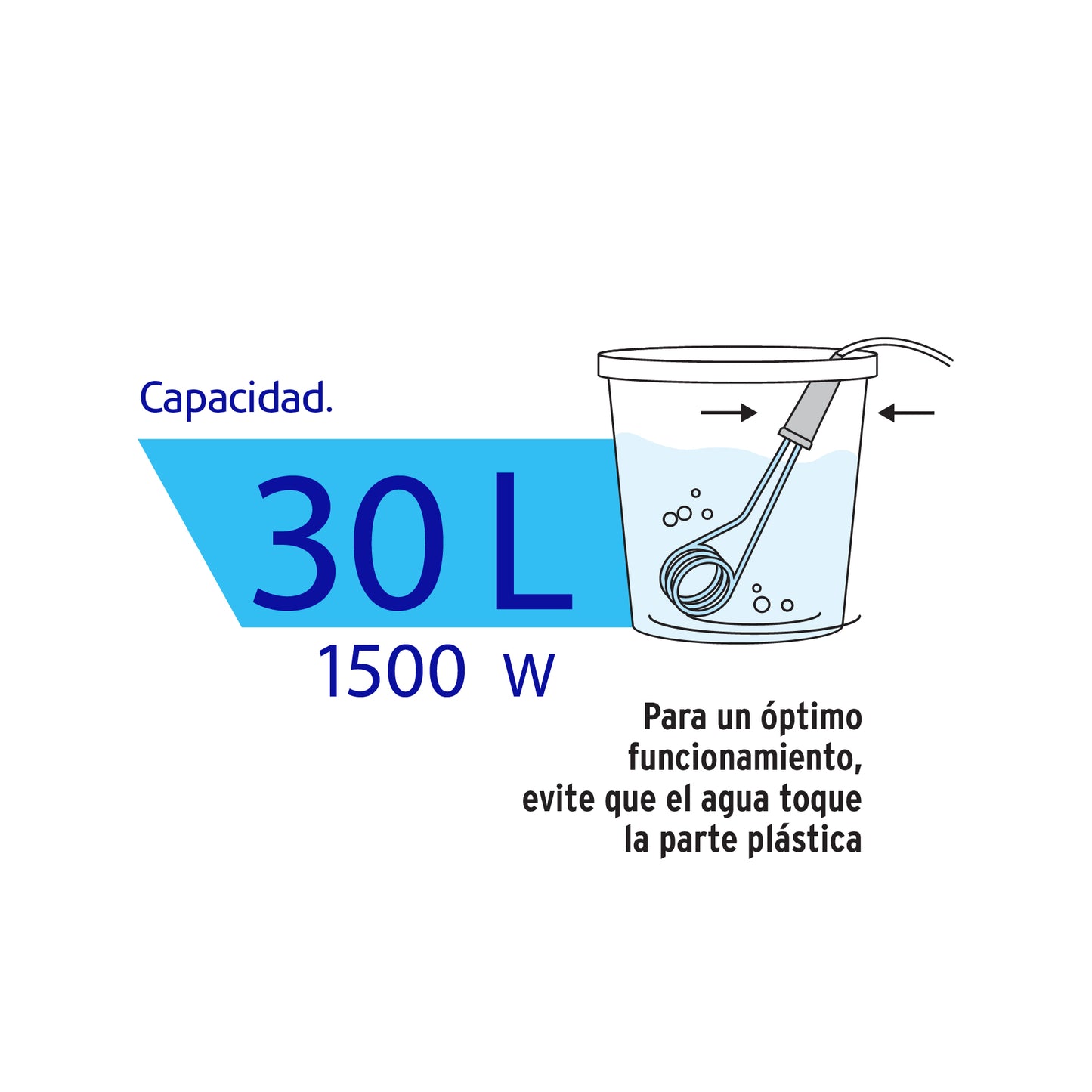 Calentador de inmersión # 8, 1500 W 27 litros Volteck