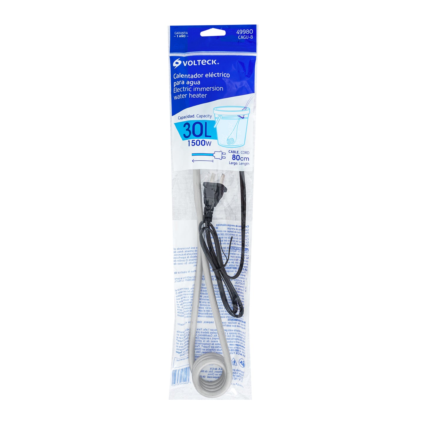 Calentador de inmersión # 8, 1500 W 27 litros Volteck