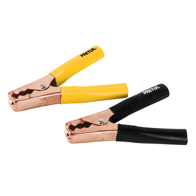 Caballete con 2 caimanes para cables pasa corriente, PRETUL