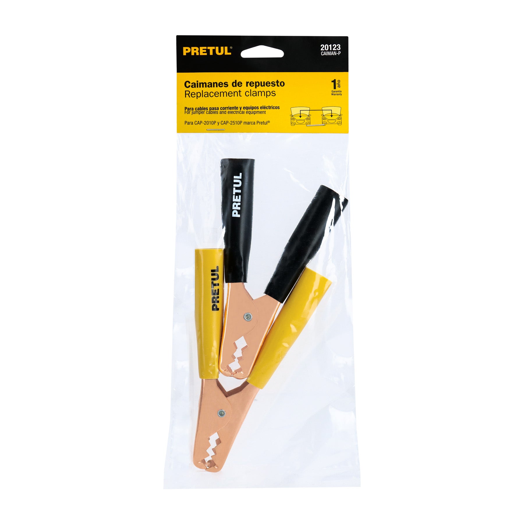 Caimanes para cable pasa corriente, 2 piezas, pretul