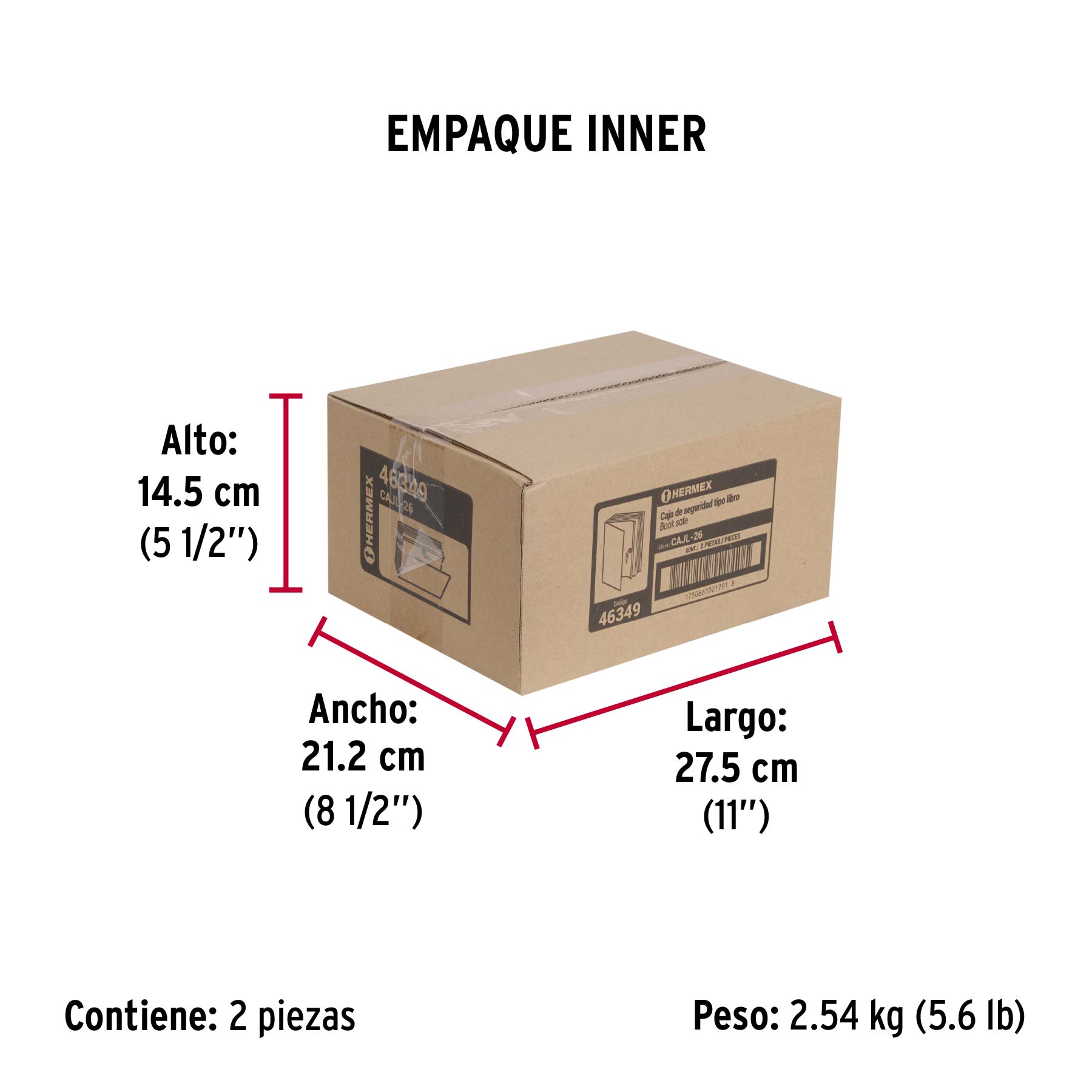 Caja de Seguridad tipo libro, 26 cm, HERMEX