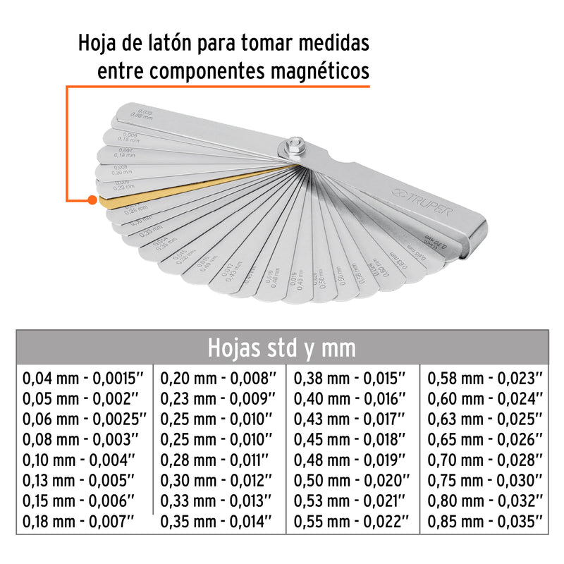 Calibrador para bujías, 32 hojas