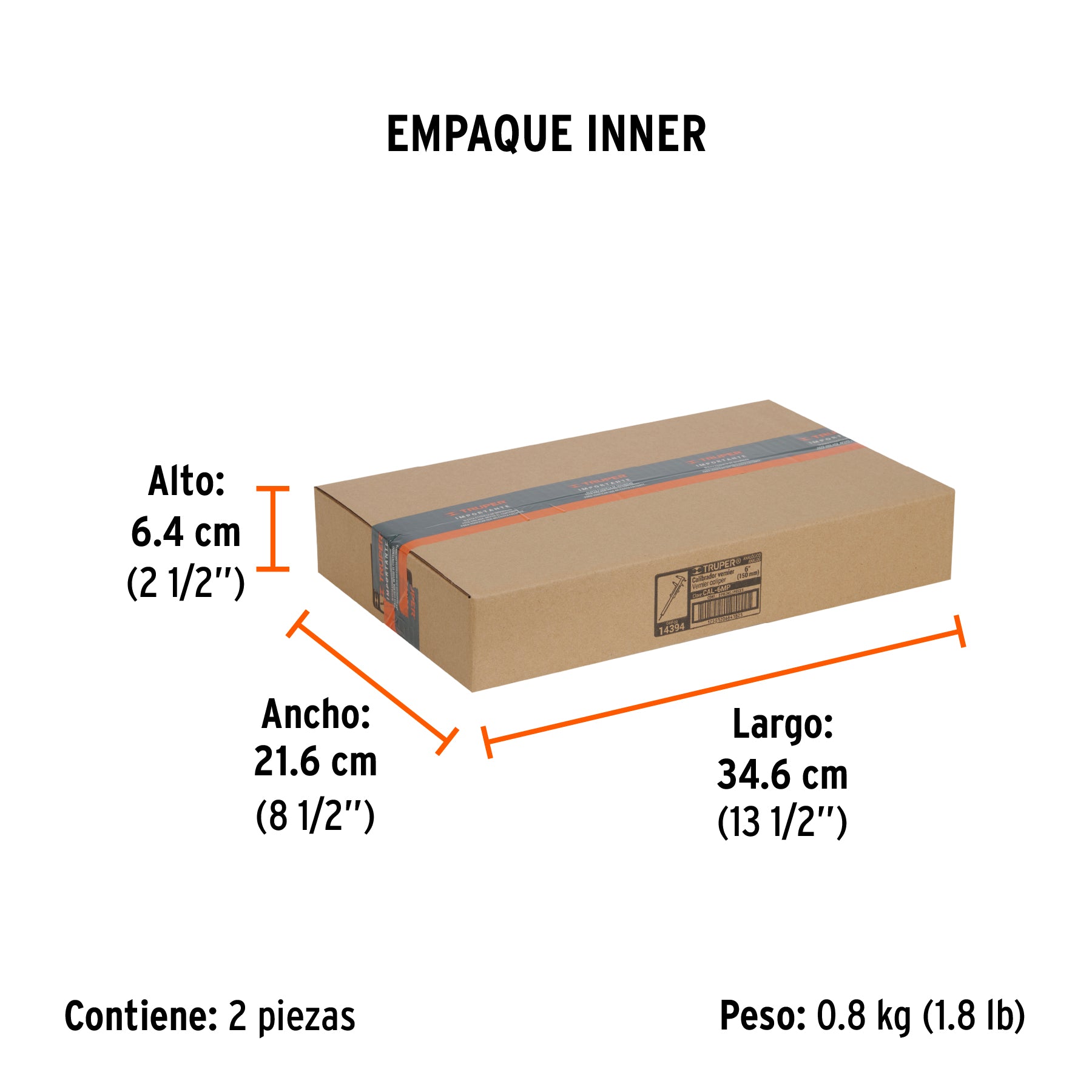 Calibrador de 6", milimétrico y standard