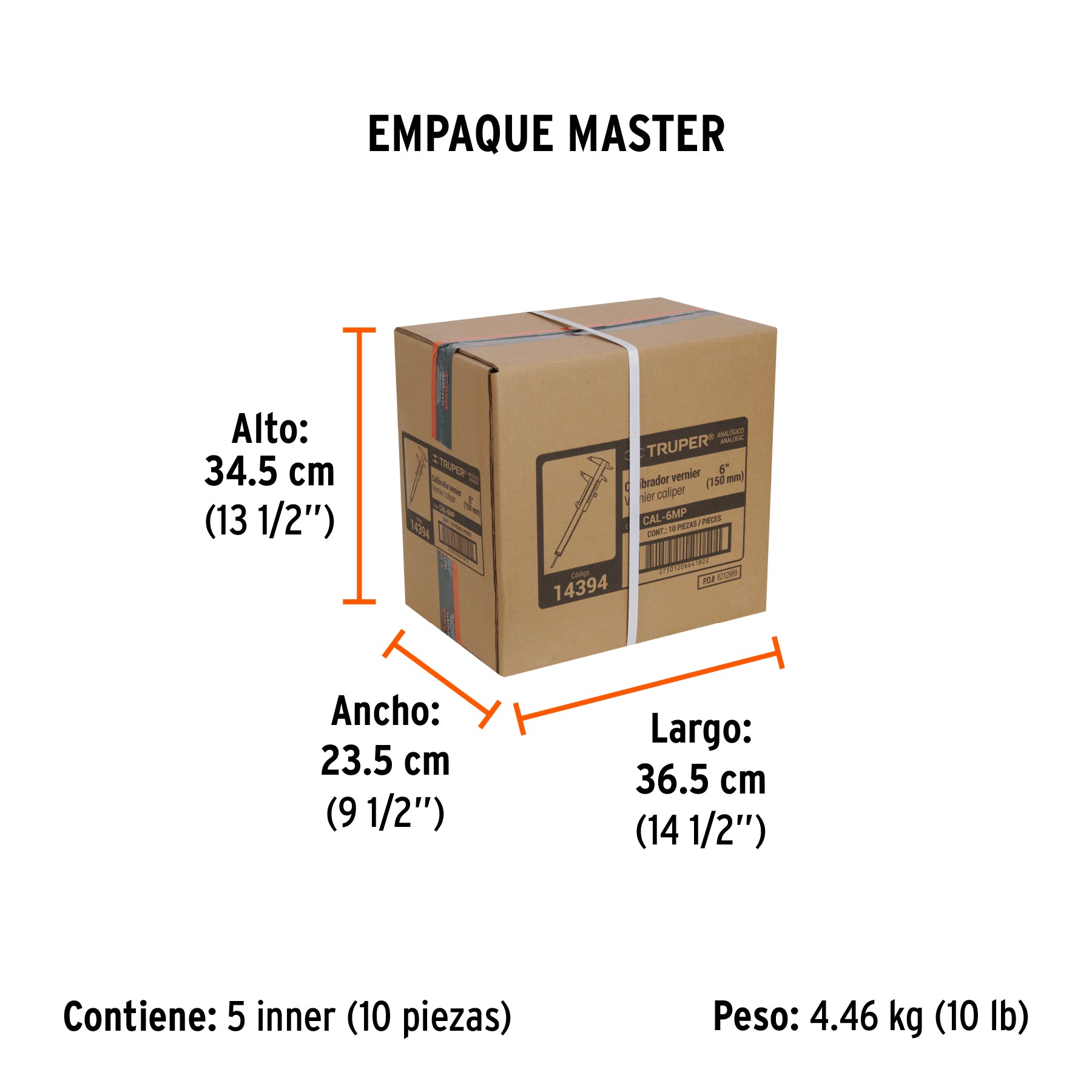 Calibrador de 6", milimétrico y standard