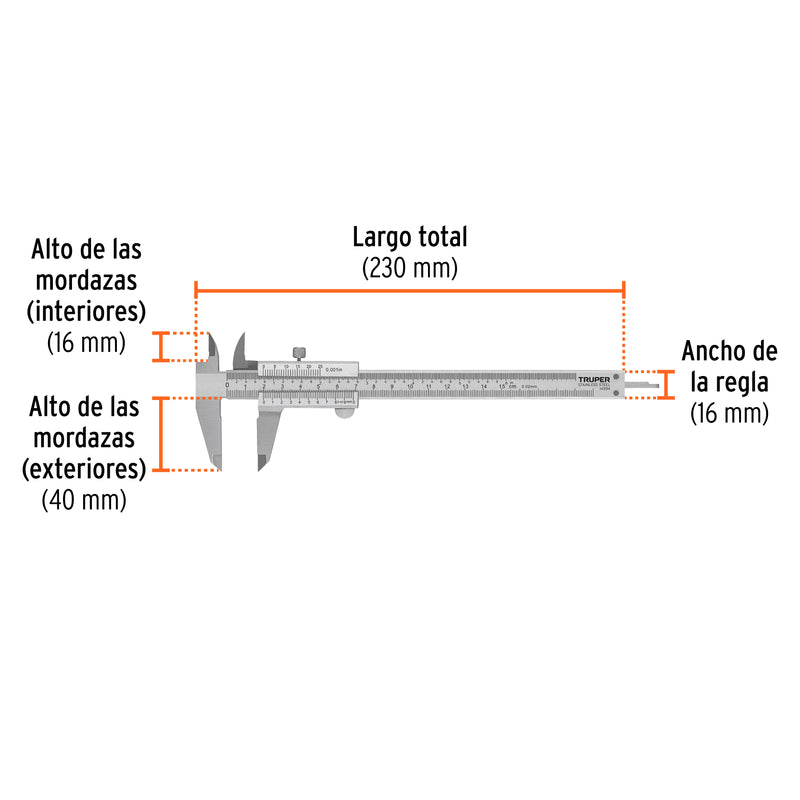 Calibrador de 6", milimétrico y standard