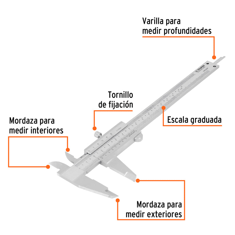 Calibrador de 6", milimétrico y standard