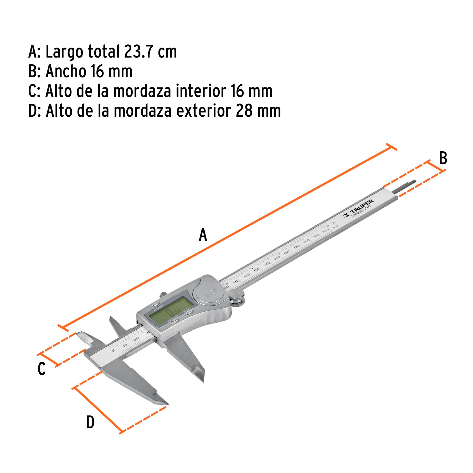 Calibrador digital de 6", milimétrico y standard