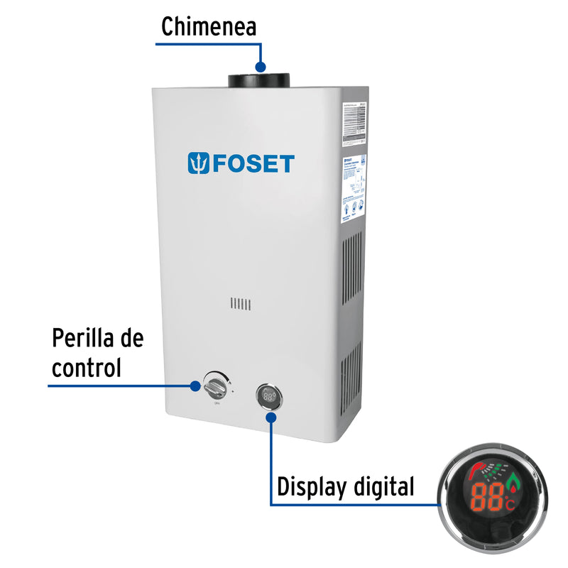 Calentador de Paso Instantáneo, 13L, gas natural,2 servicios