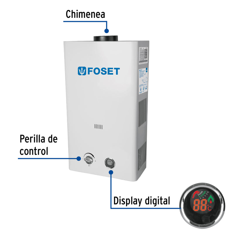 Calentador de paso instantáneo, 13L, gas LP,