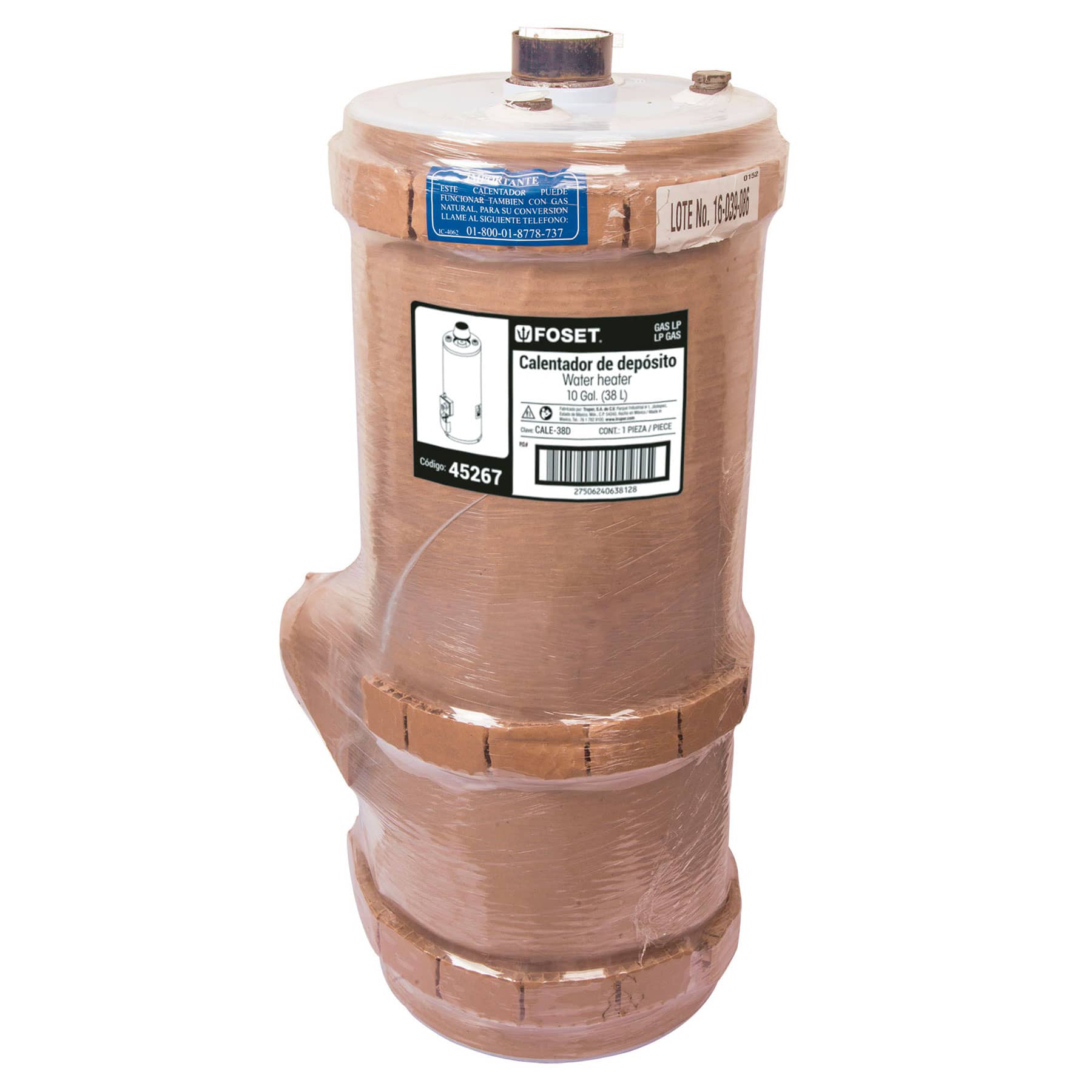 Calentador de Depósito, 38L, gas LP, 1 servicio