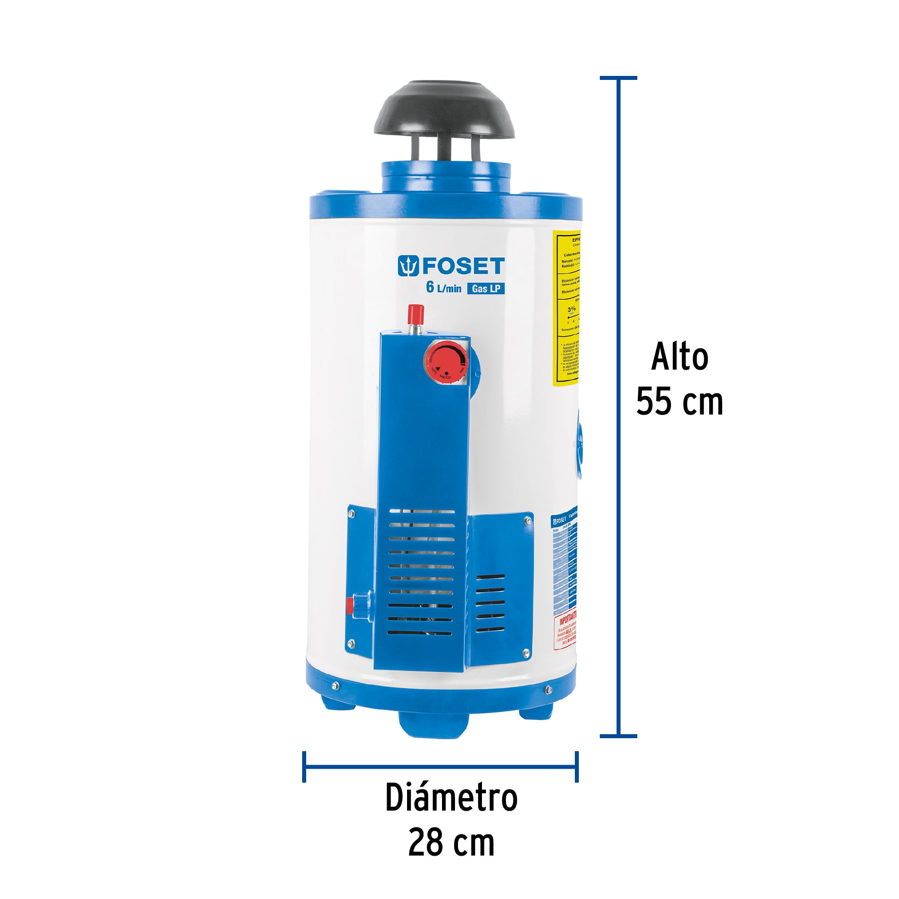 Calentador paso 6L gas L.P. piezo eléct.