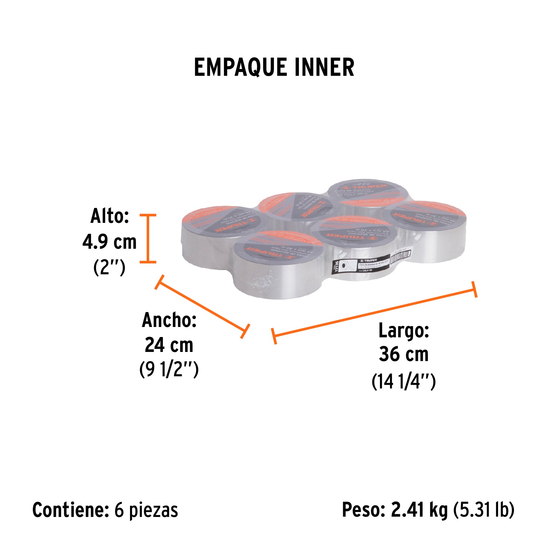 Cinta de aluminio, 48 mm x 30 m