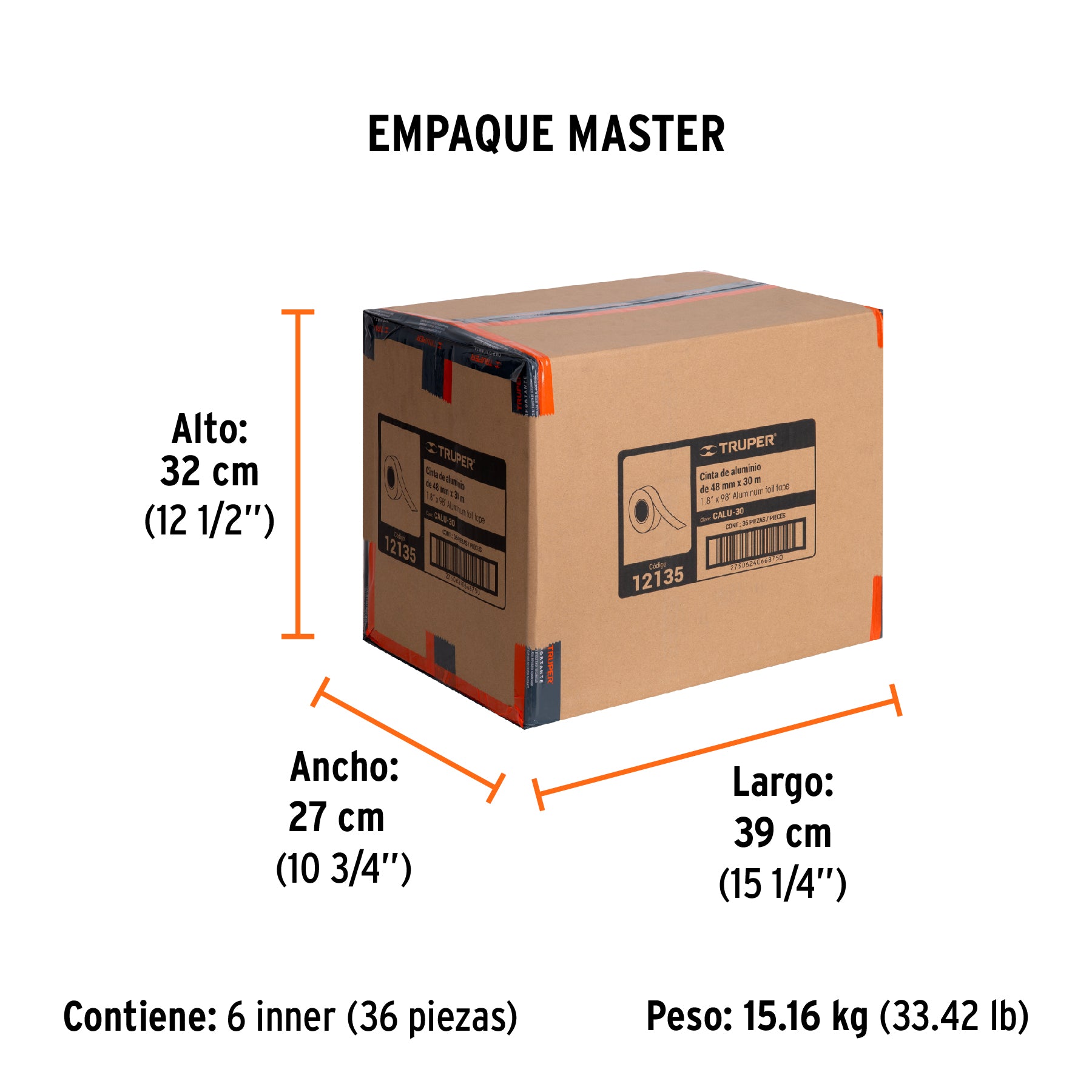 Cinta de aluminio, 48 mm x 30 m