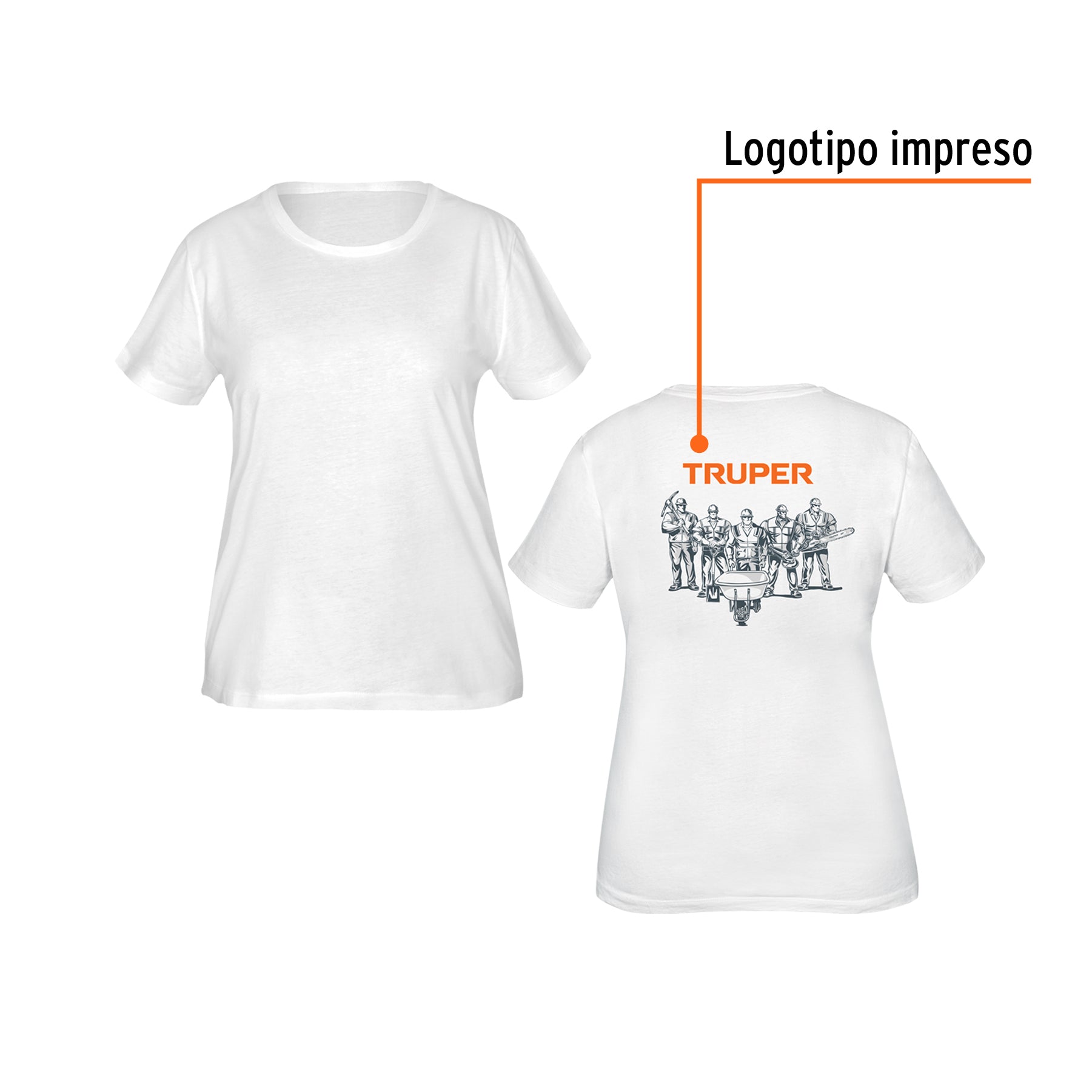 Playera cuello redondo para mujer, blanca, M, Truper