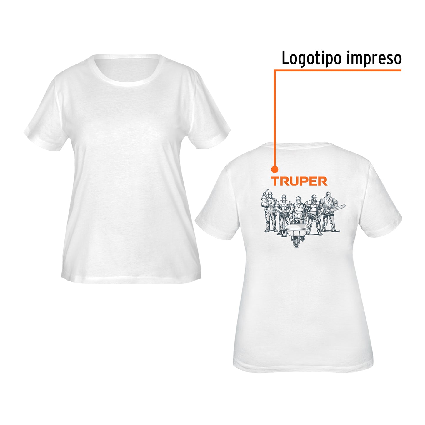 Playera cuello redondo para mujer, blanca, G, Truper