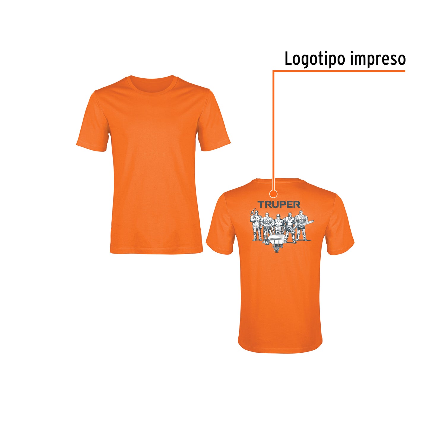 Playera cuello redondo para hombre, naranja, CH, Truper