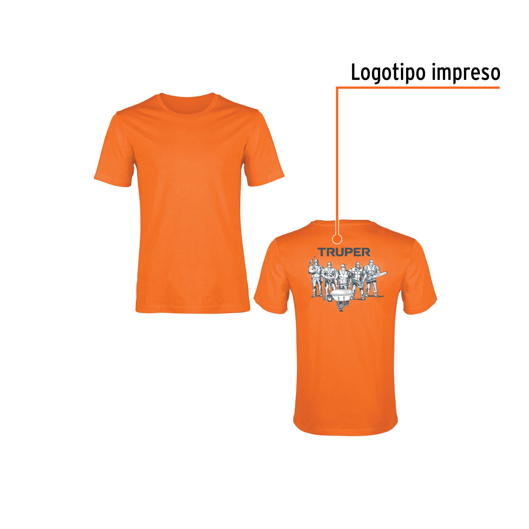 Playera cuello redondo para hombre, naranja, CH, Truper