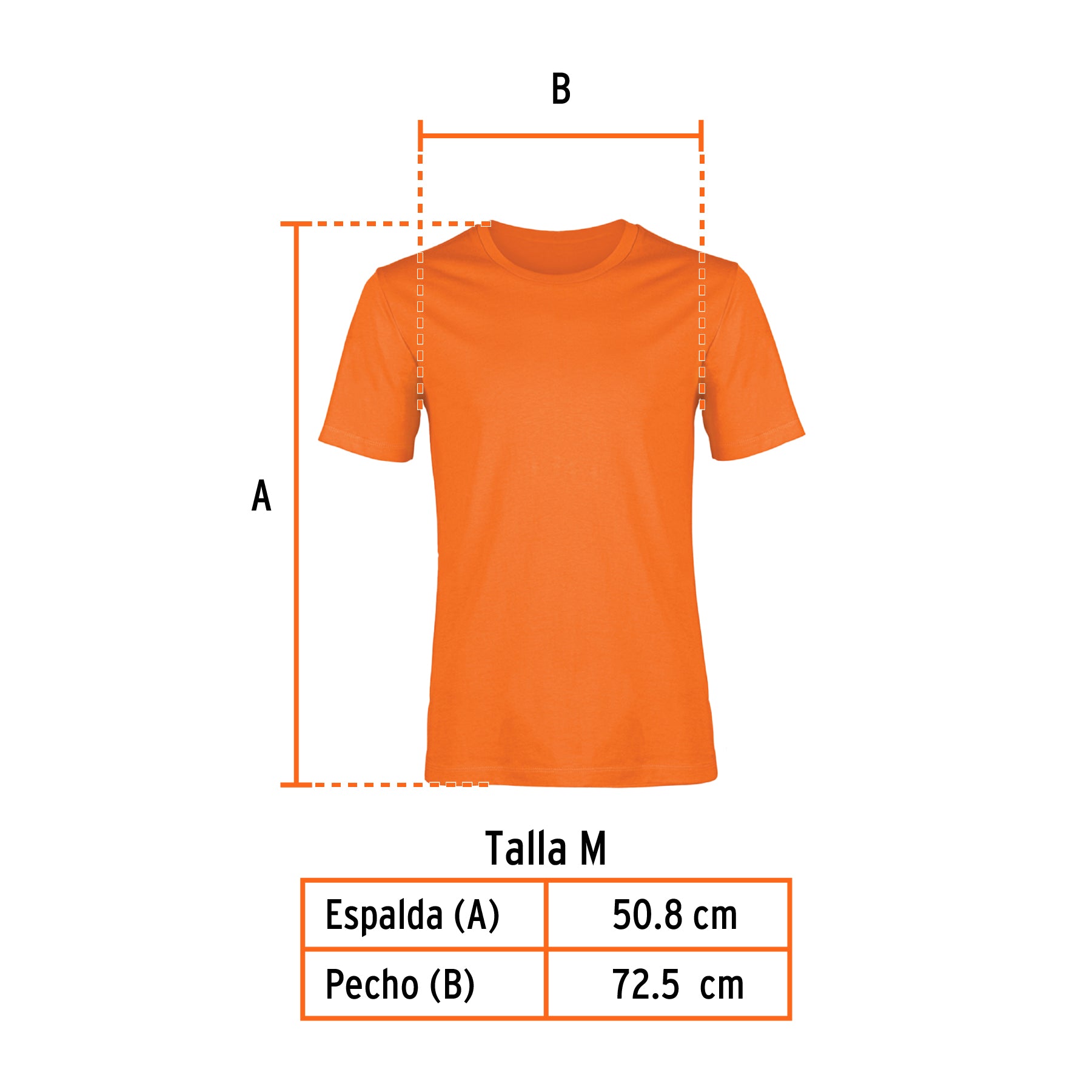 Playera cuello redondo para hombre, naranja, M, Truper