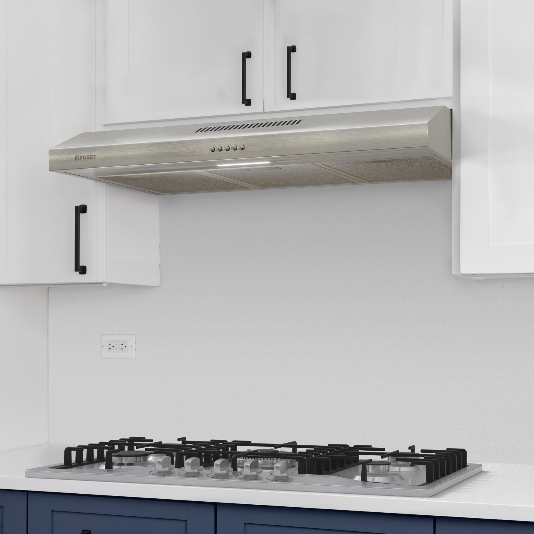 Campana extractora 80 cm, de pared, acero inoxidable, Foset