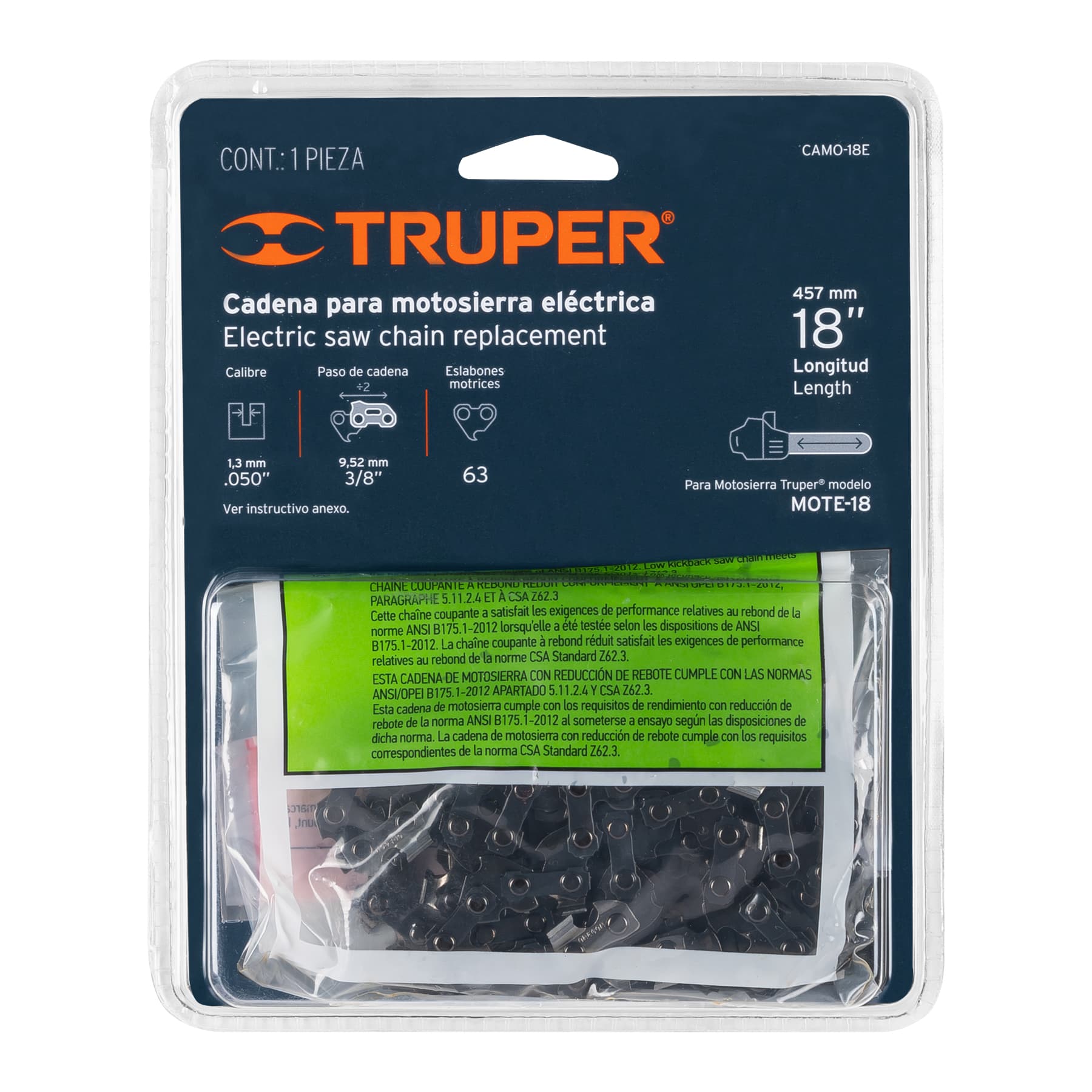 Cadena de repuesto para motosierra eléctrica 18"
