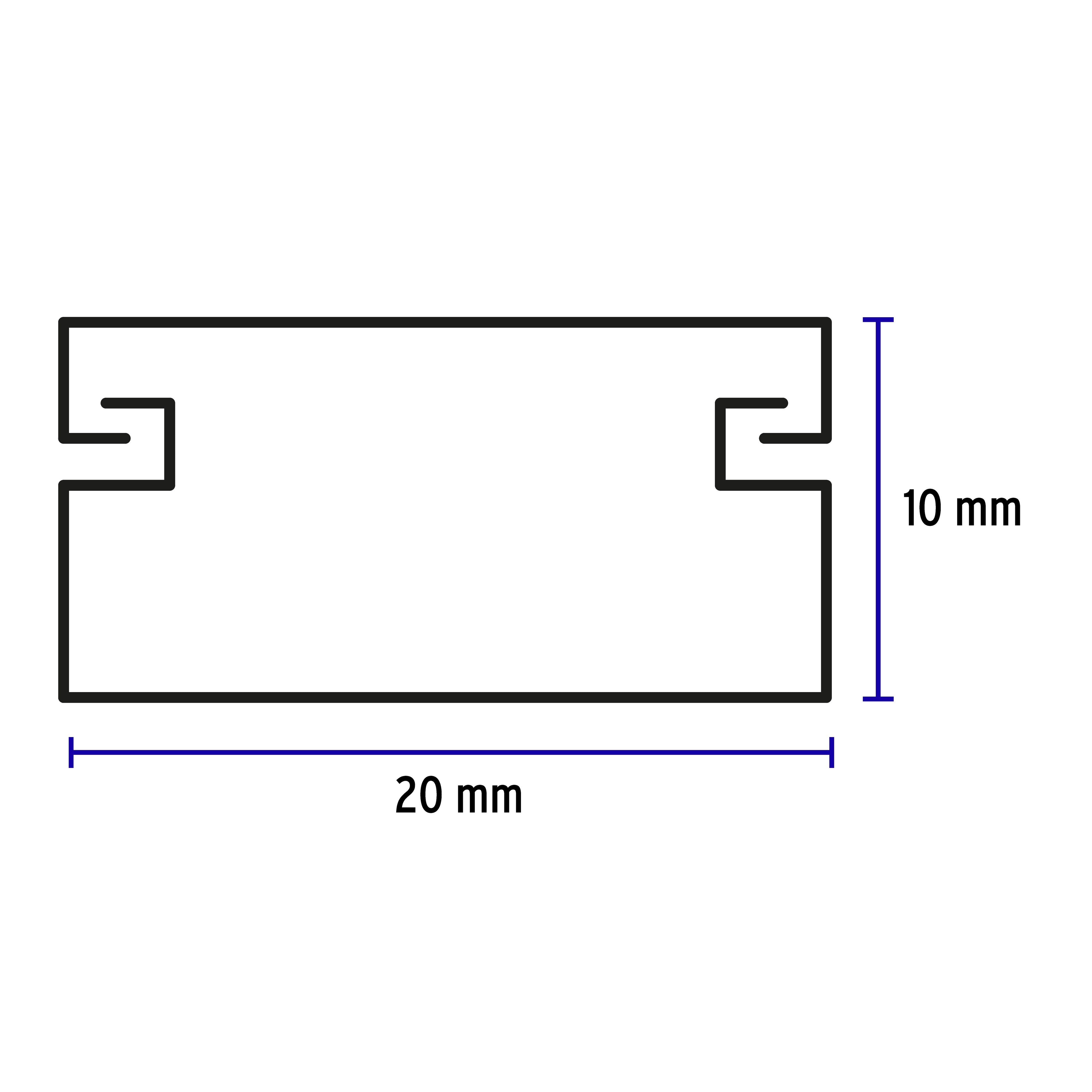 Canaleta de 1 vía, 10 x 20, con adhesivo