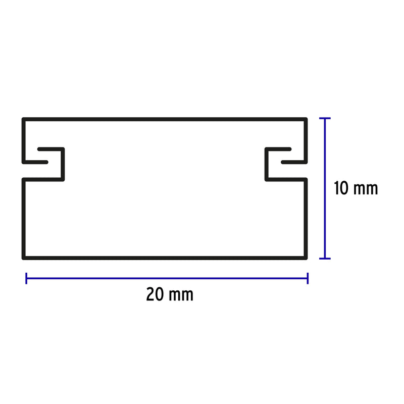 Canaleta de 1 vía, 10 x 20, con adhesivo