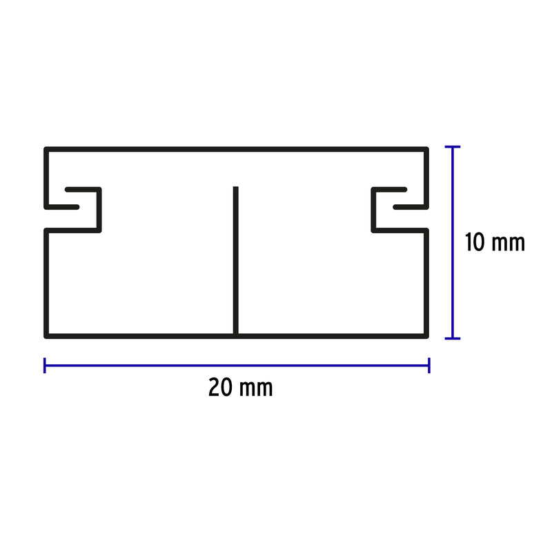Canaleta de 2 vías, 10 x 20, con división