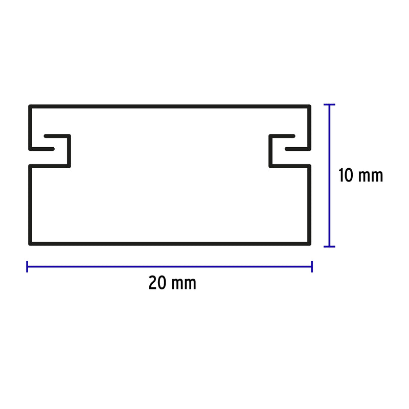 Canaleta de 1 vía, 10 x 20 mm