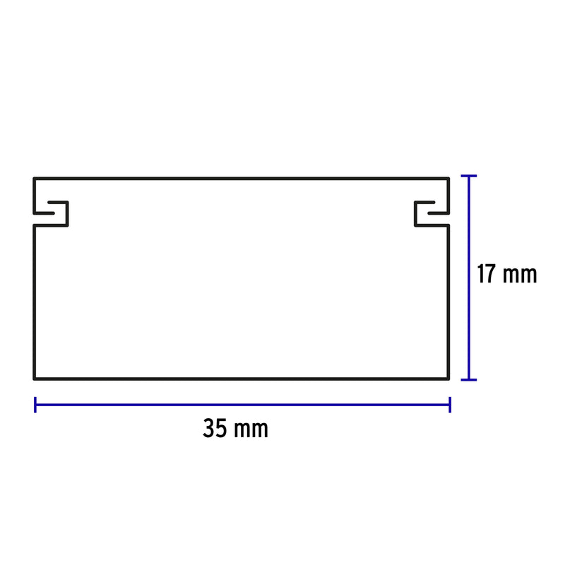 Canaleta de 1 vía, 17 x 35 mm