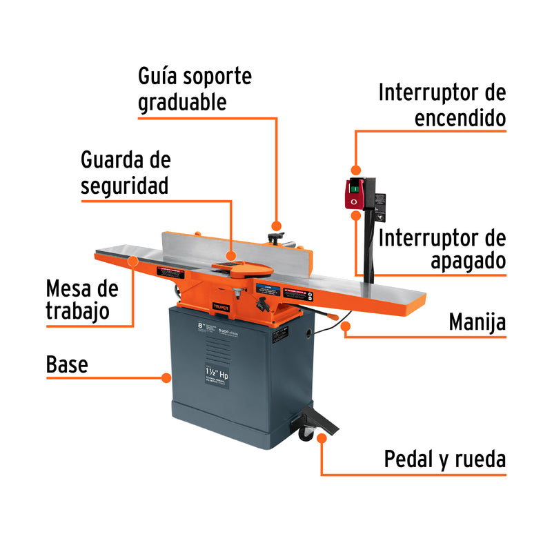 Canteadora 8' de 1120 W (1-1/2 HP), Truper