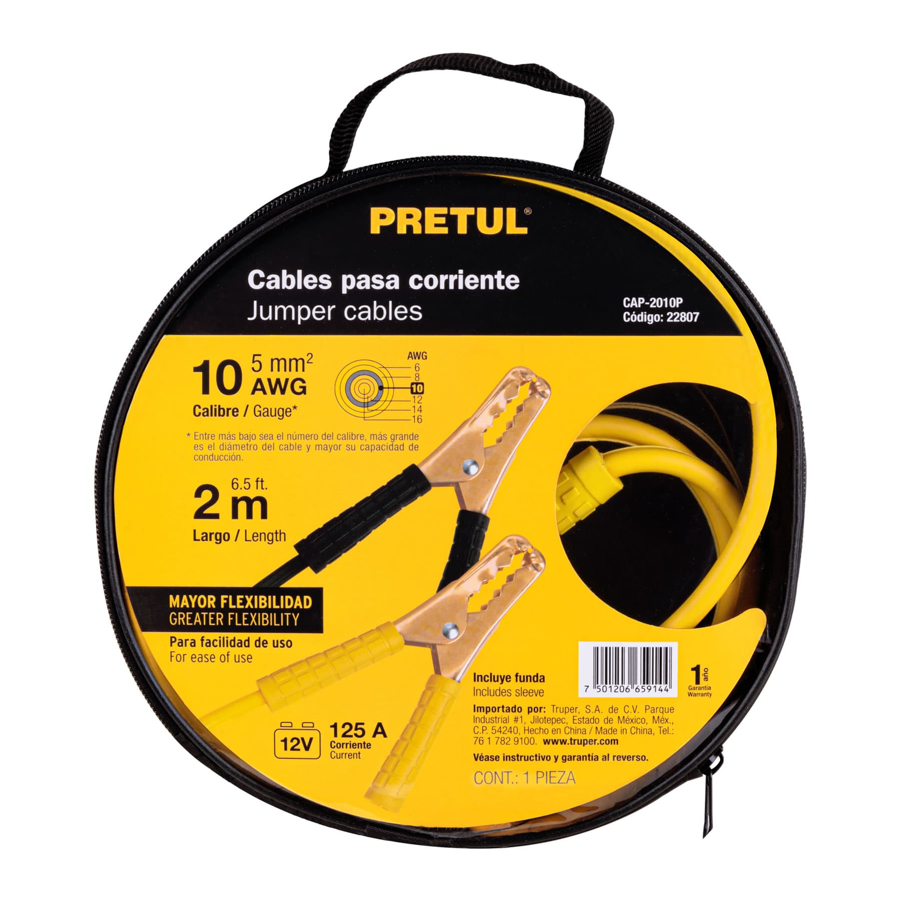 Cables pasa corriente, 2 m, calibre 10 awg, pretul