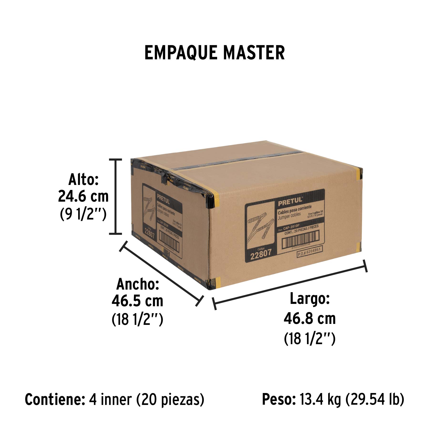 Cables pasa corriente, 2 m, calibre 10 awg, pretul