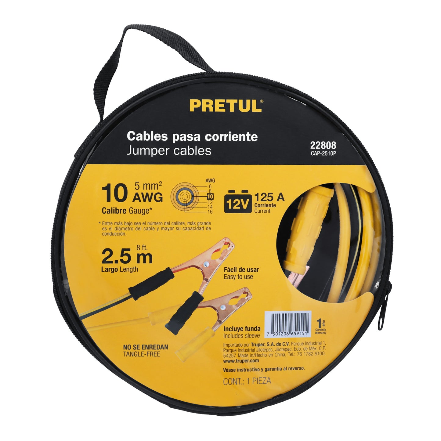 Cables pasa corriente, 2.5 m, calibre 10 awg, pretul