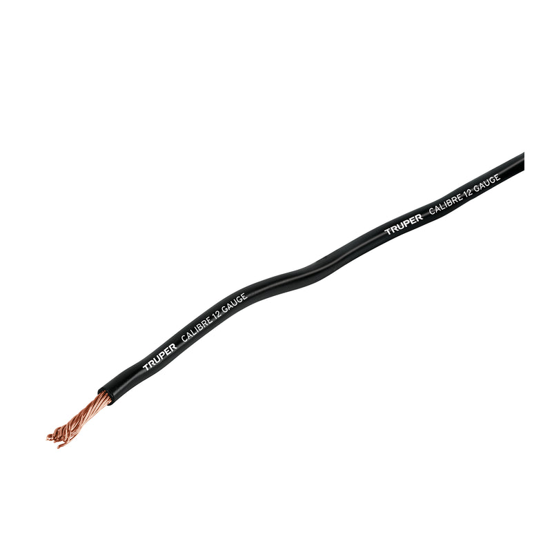 Cable primario, calibre 12, rollo 3.5 m, negro