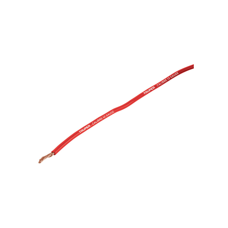 Cable primario, calibre 12, rollo 3.5 m, rojo