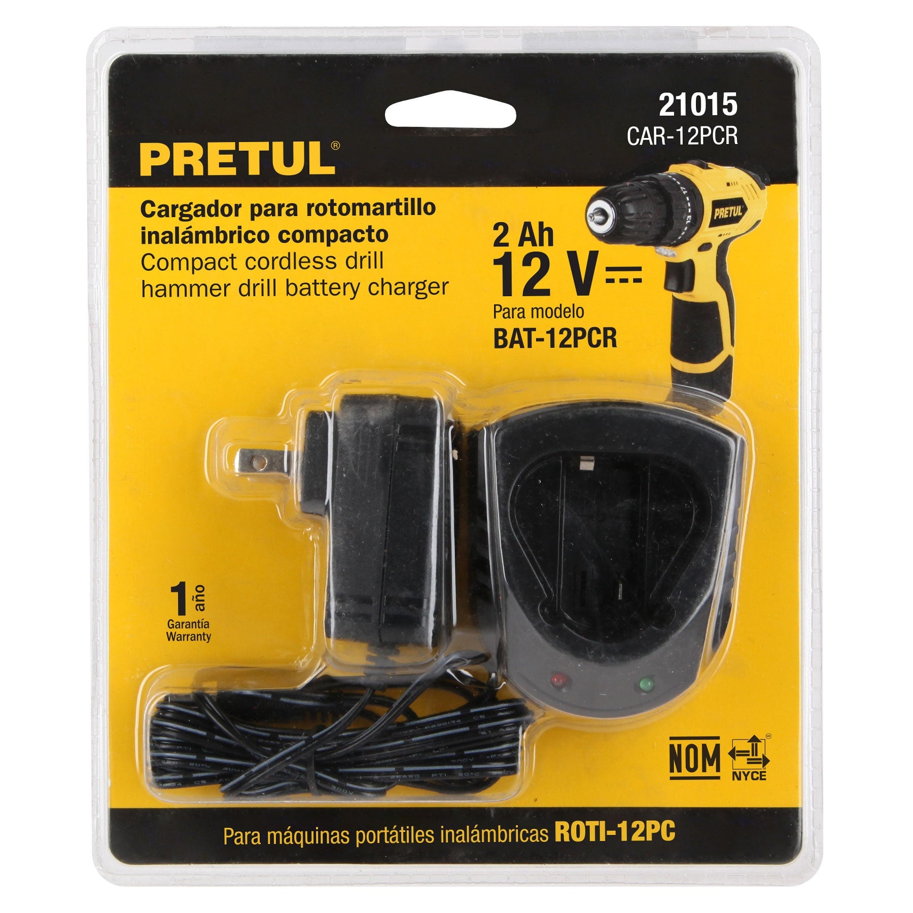 Cargador baterías,ion litio,12V,rotomartillo compacto,Pretul