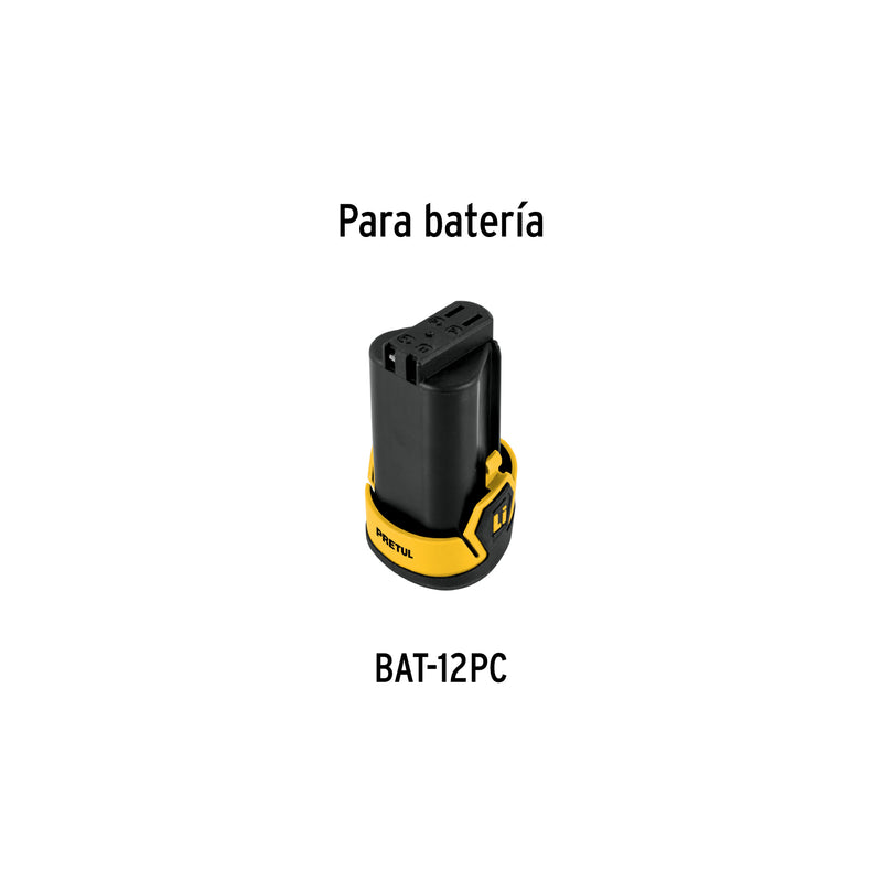 Cargador baterías, ion litio,12V p/taladro compacto, Pretul