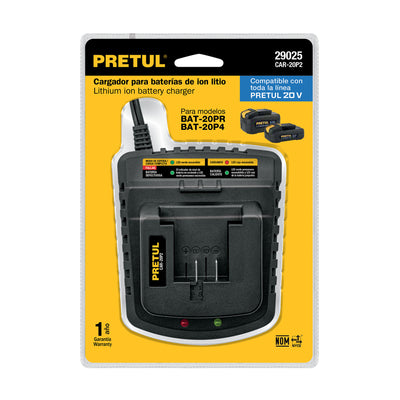 Cargador baterías de ion litio 20 V, Pretul