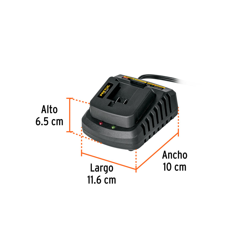 Cargador baterías de ion litio 20 V, Pretul