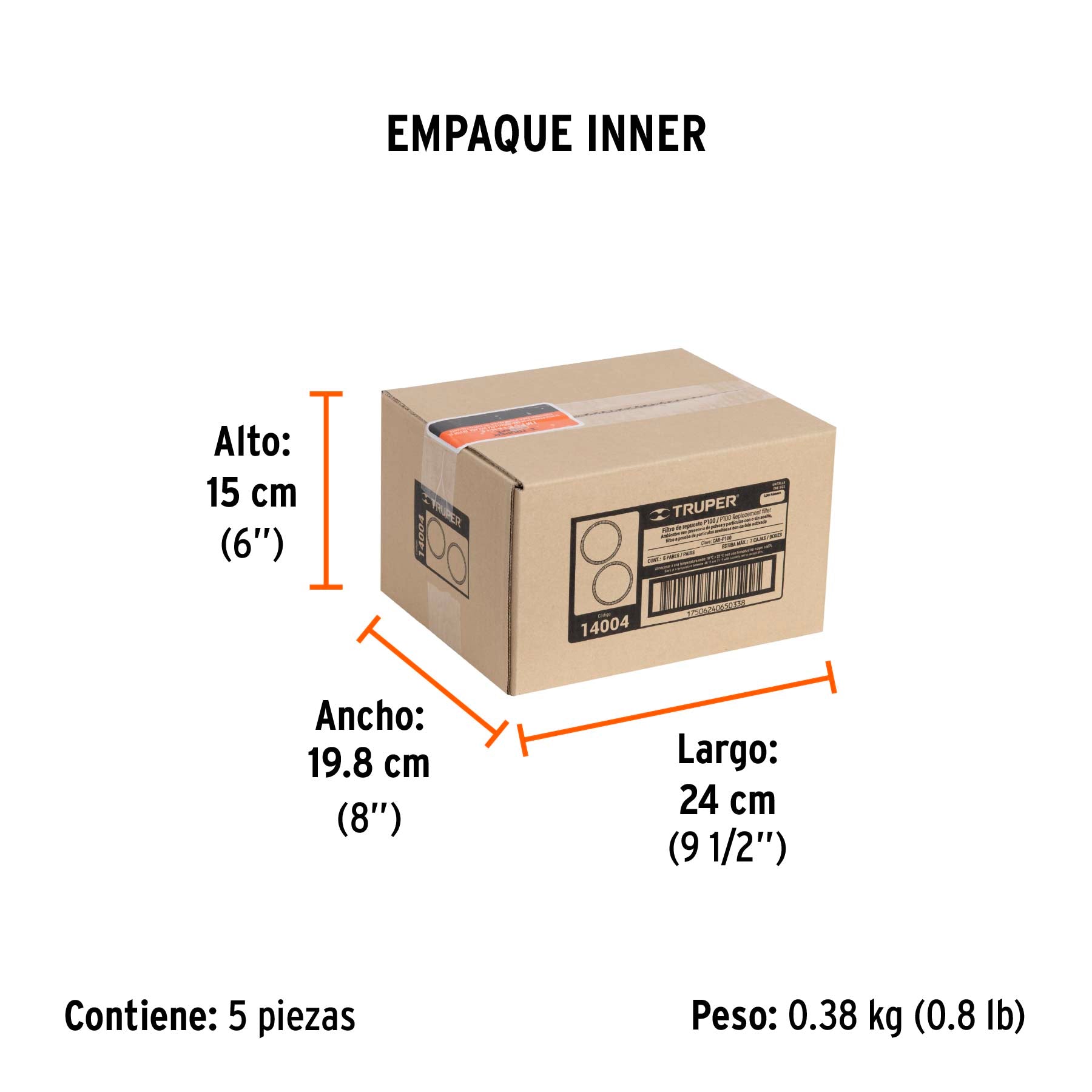 Cartucho de repuesto, filtro R95, bolsa con 2 pzas