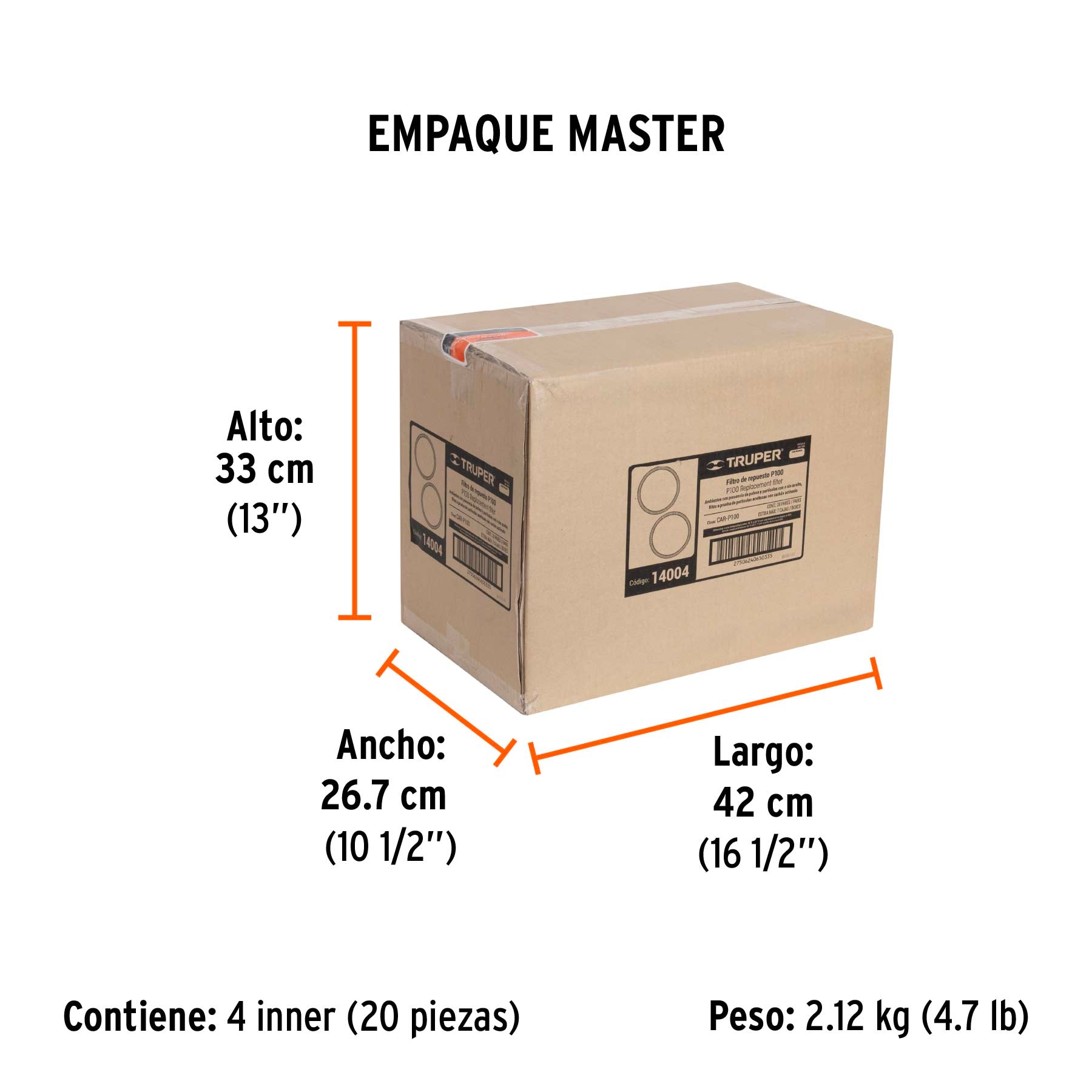 Cartucho de repuesto, filtro R95, bolsa con 2 pzas