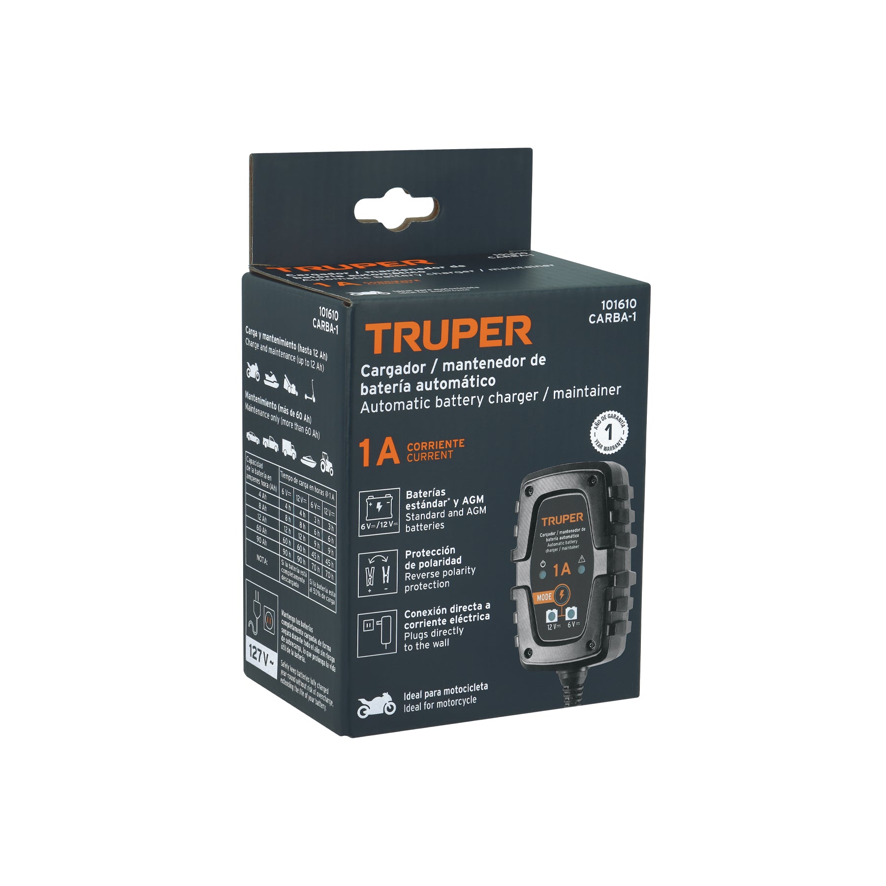 Cargador de 1 A para baterías de 6 y 12V