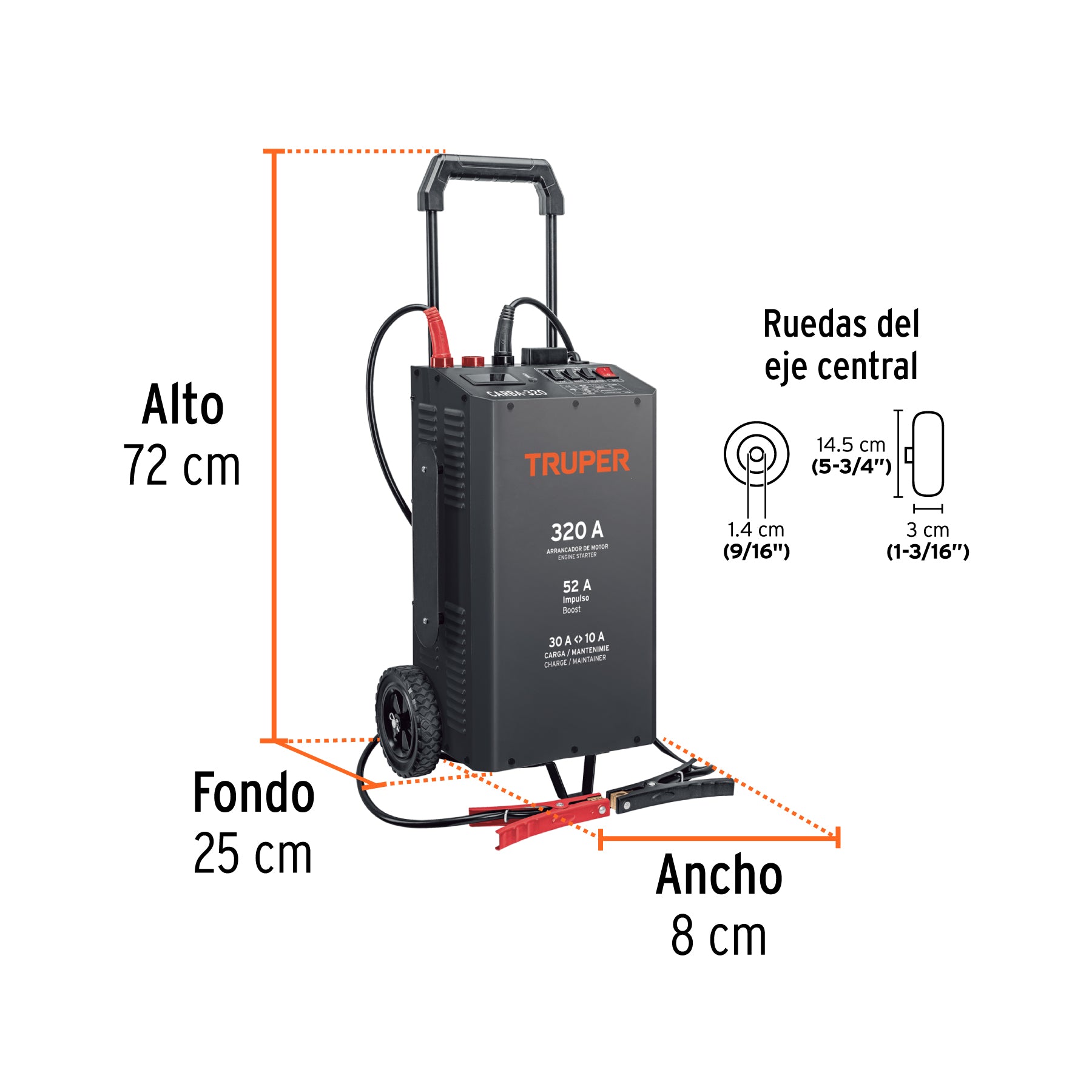 Cargador de baterías 320 A con arrancador, 12V y 24V, TRUPER
