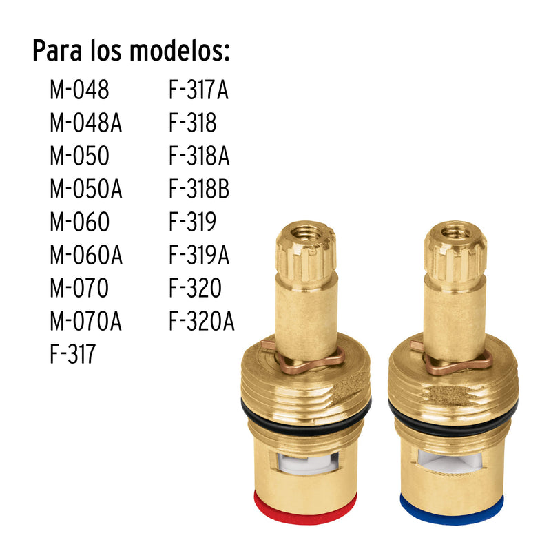 Cartucho cerámico para mezcladoras Basic y Aqua,bolsa 2 pzas