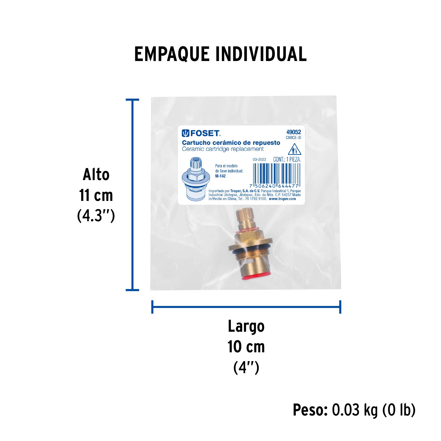 Cartucho cerámico para llave individual, Basic