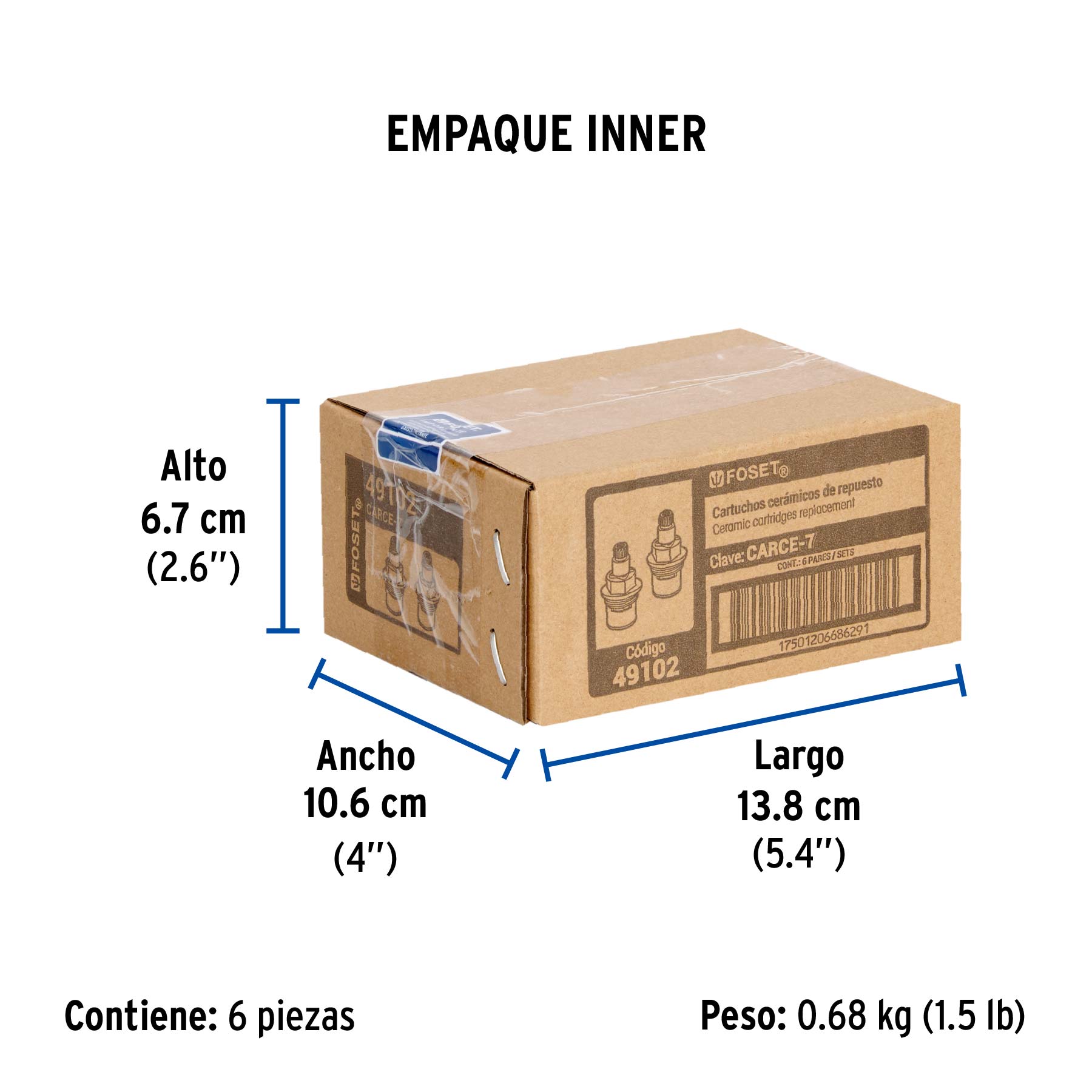 Cartuchos cerámico para llaves empotrar, Basic y Aqua, 2pzas